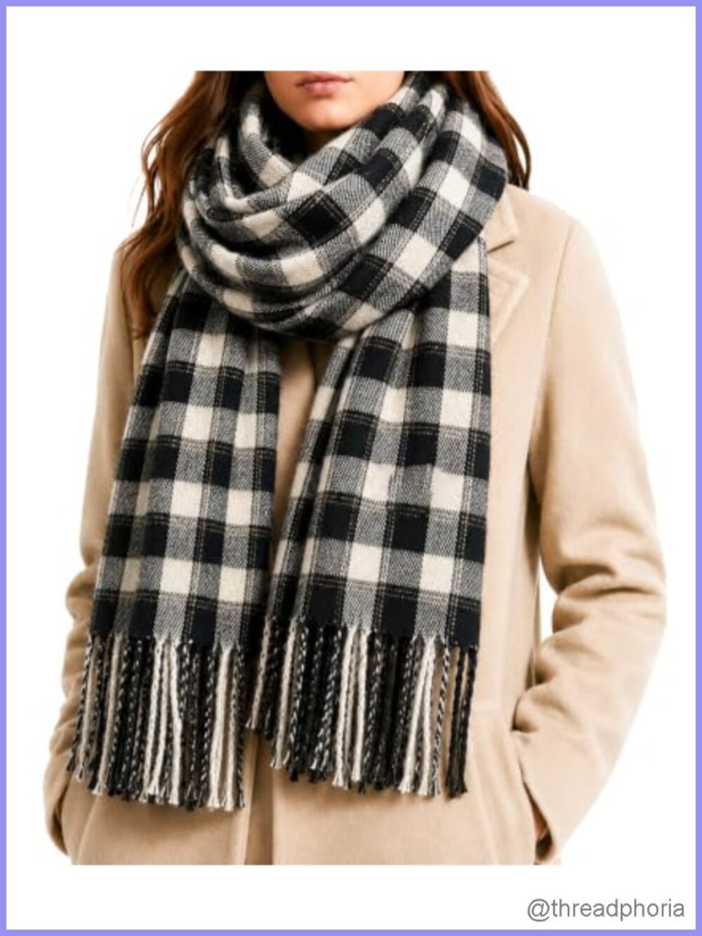 Winter Plaid Scarf Lightweight Soft Warm Shawl Wrap for Cold Weather Women Men